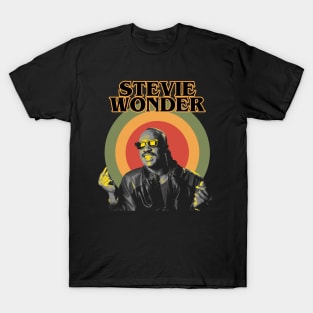 Stevie Wonder Retro Aesthethic Grey T-Shirt